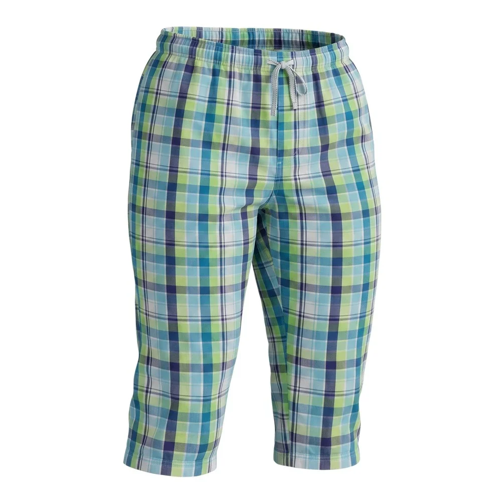 Tommy Bahama Mens XL Pajama Pants Green Blue Plaid Cotton Lounge Sleepwear 2479